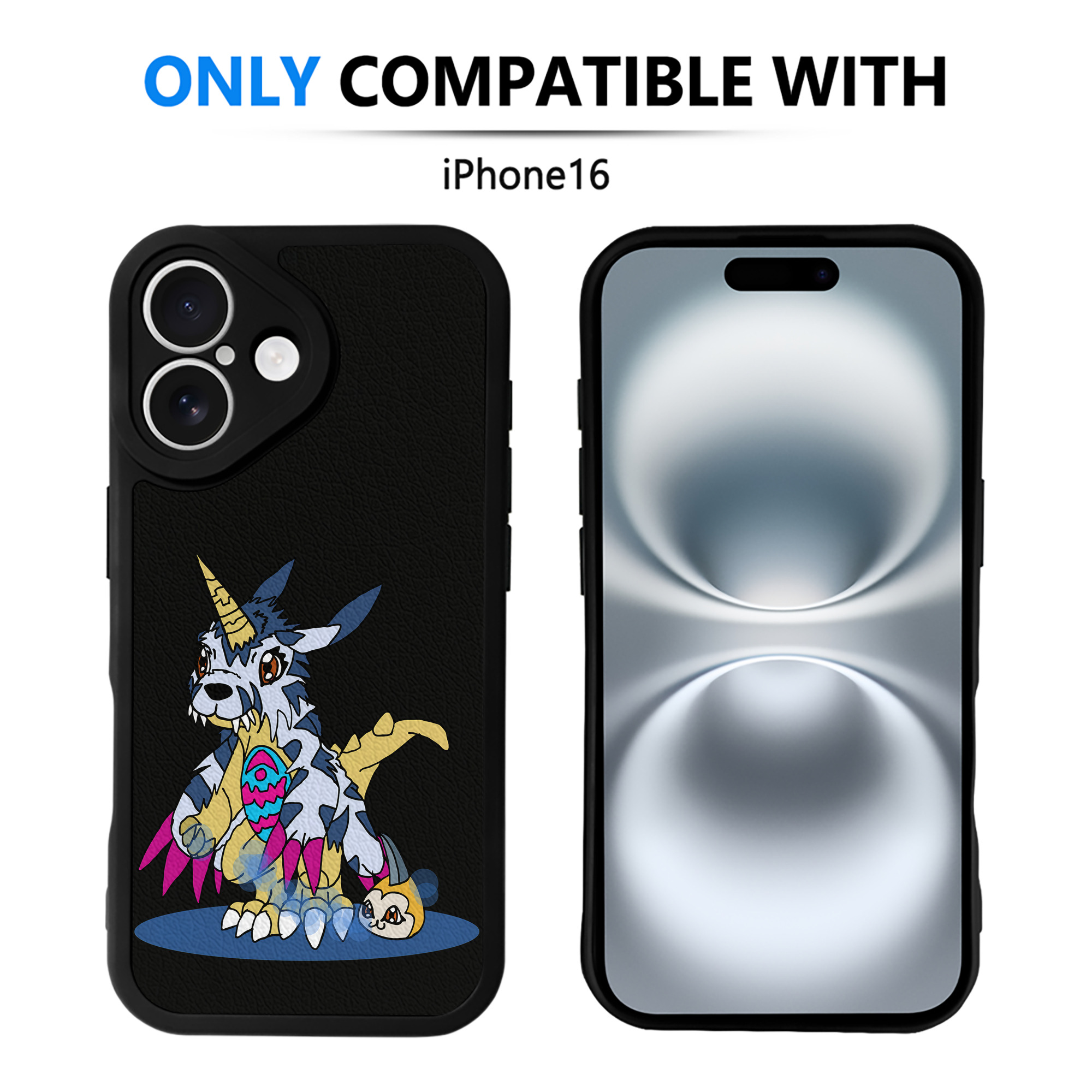 （画像用） Digimon デジタルモンスター/デジモン 【iPhone 16シリーズ対応】シリコンスマホケース（レザー調） 材質：シリコン